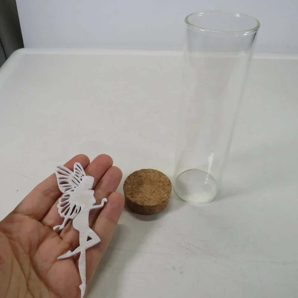 Fairy in a bottle READY TO CRAFT Glass Jar with Cork Wood Laser Cut Fairy
